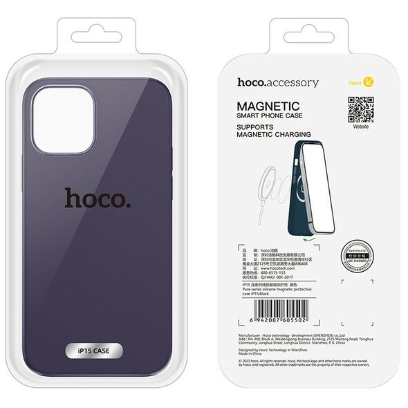 Hoco Θήκη Hoco Magnetic Series Liquid Silicone με MagSafe για Apple iPhone 15 Μωβ 40765 6942007605526