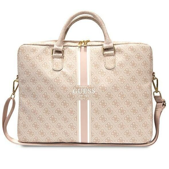 Guess 4G Printed Stripes bag for a 16&quot; laptop - pink