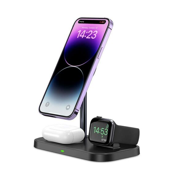 Wireless Magnetic Charger 3in1 15W for Smartphones with MagSafe, AirPods, Apple Watch Watch Tech-Protect QI15W A22 black 9490713930960