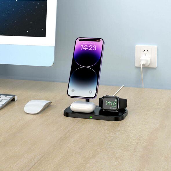 Wireless Magnetic Charger 3in1 15W for Smartphones with MagSafe, AirPods, Apple Watch Watch Tech-Protect QI15W A22 white 9490713930977