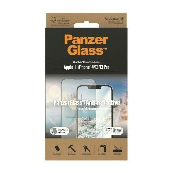 Tempered Glass 5D IPHONE 14 / 13 PRO / 13 PanzerGlass Ultra-Wide Fit Screen Protection Anti-reflective Antibacterial Easy Aligner Included (2787) 5711724027871