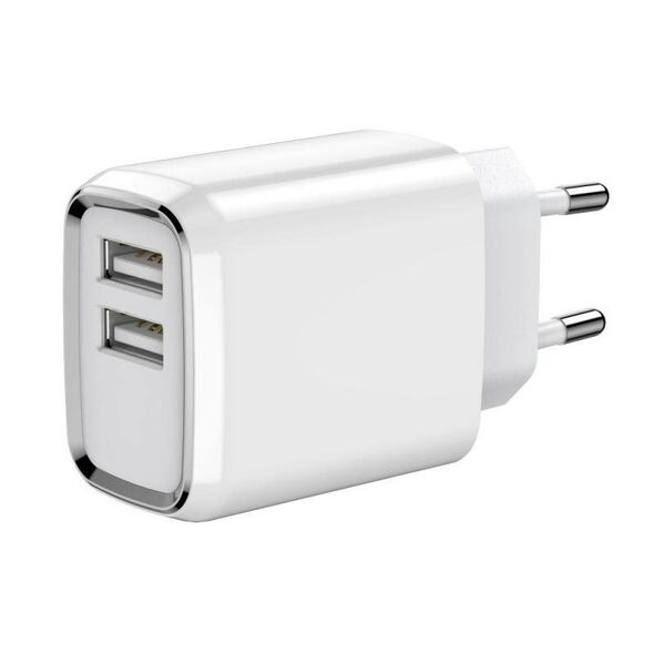 Wall Charger 2.4A 2x USB + Cable USB - USB-C Jellico A51 white 6972310647784