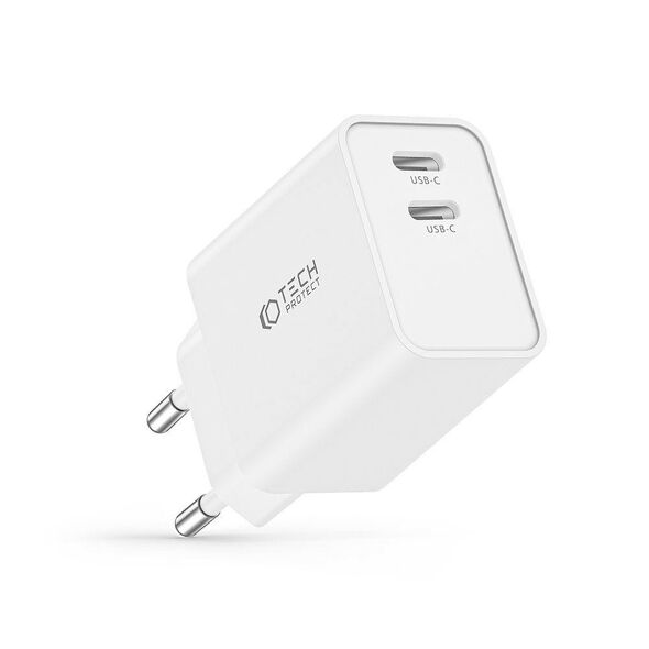 Wall Charger 35W 2x USB-C PD Tech-Protect C35W white 9490713936078