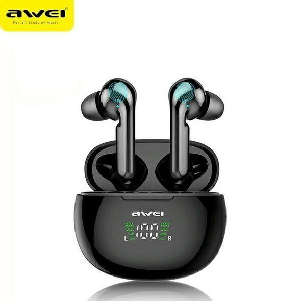 Bluetooth 5.0 TWS Headphones + AWEI Docking Station (T15P) black 6954284042185