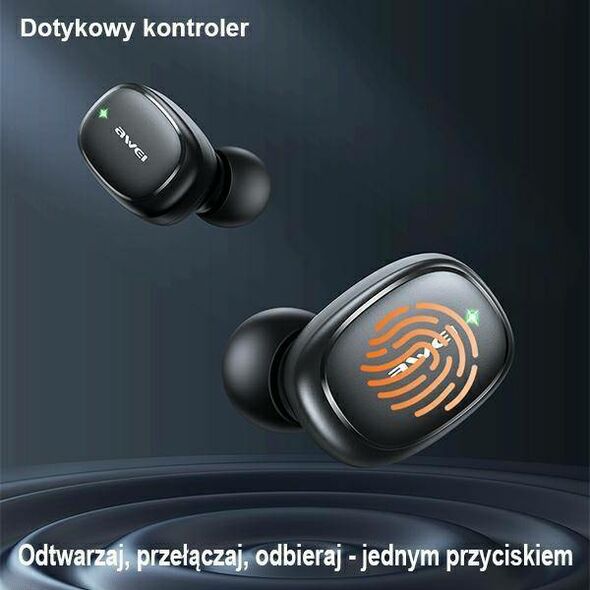 Bluetooth 5.1 TWS Headphones + AWEI Docking Station (T13Pro) black 6954284001823