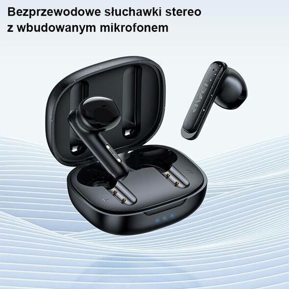 Bluetooth 5.3 TWS Headphones + AWEI Docking Station (T66) black 6954284003919