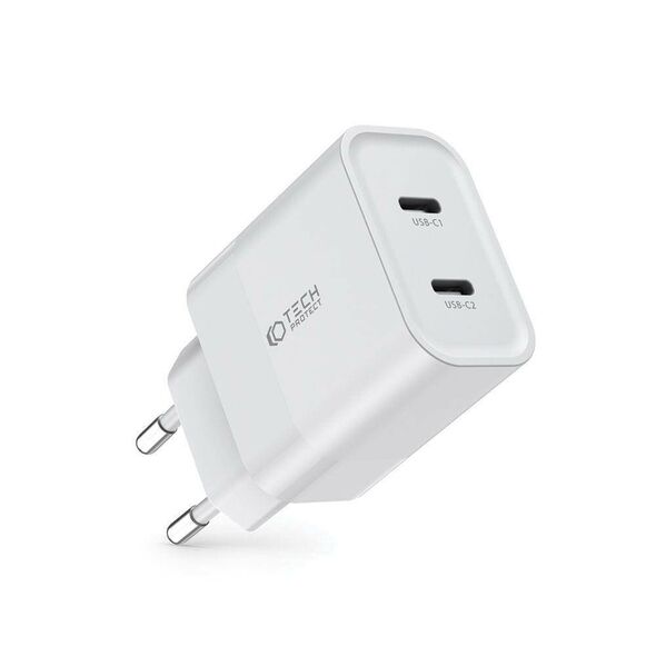 Wall Charger PD 20W 2x USB-C Tech-Protect C20W white 9319456607093