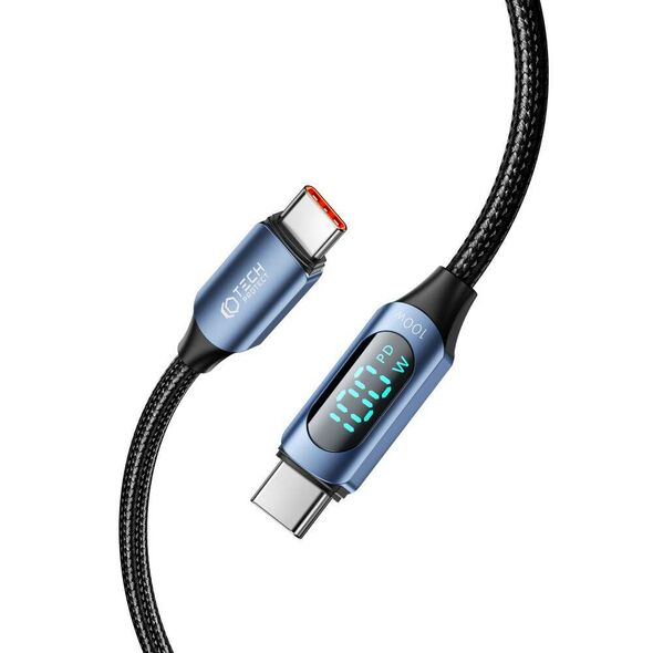 Cable 100W 5A 1m USB-C - USB-C Tech-Protect UltraBoost LED blue 5906203690657