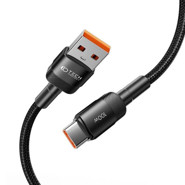 Cable USB - USB Type C 100W / 5A 0.25m Tech-Protect UltraBoost EVO black 5906203690695