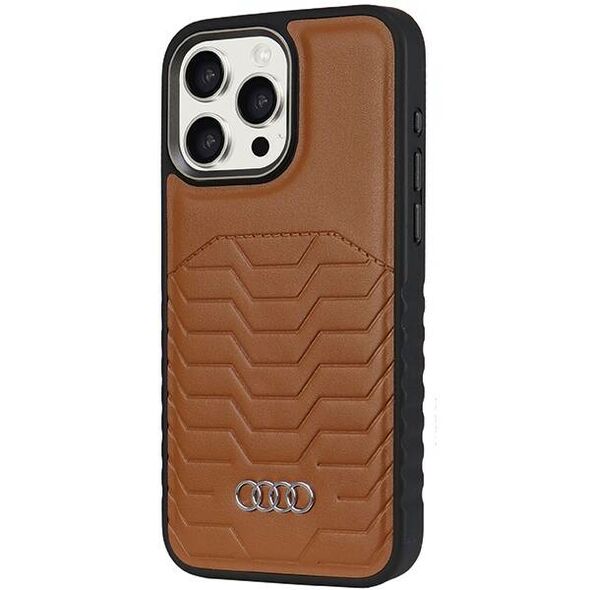 Original Case APPLE IPHONE 15 PRO MAX Audi Synthetic Leather MagSafe (AU-TPUPCMIP15PM-GT/D3-BN) brown 6955250227025