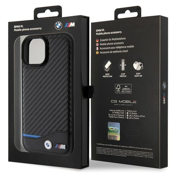 BMW case for iPhone 15 6,1&quot; BMHCP15S22NBCK black HC PU Carbon 3666339143831