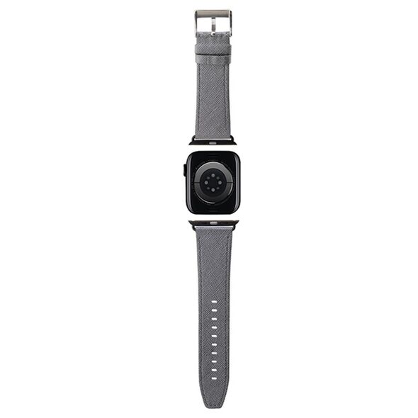 Karl Lagerfeld pasek do Apple Watch 42/44/45/49 mm KLAWLSAKLHPG STRAP SAFFIANO MONO SILVER 3666339127442