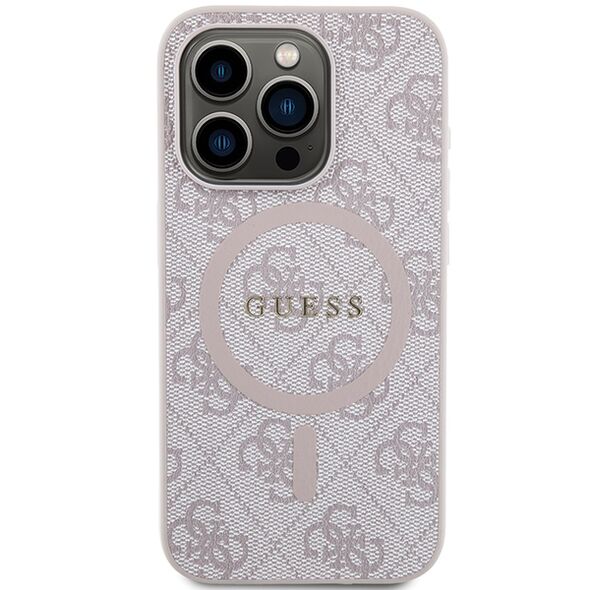 Guess case for iPhone 15 Pro Max 6,7&quot; GUHMP15XG4GFRP pink HC MAGSAFE PU 4G RING CLASSIC LOGO 3666339226770