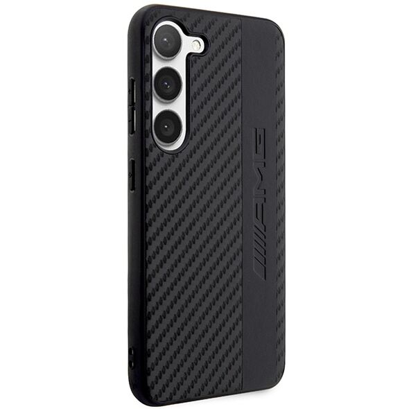 AMG case for Samsung Galaxy S23 AMHCS23SBLSCA black hardcase PU Carbon Grey Stripe & Embossed Logo 3666339113094