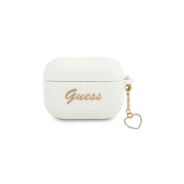 Guess case for Airpods Pro GUAPLSCHSH white Silicone Heart Charm 3666339039134