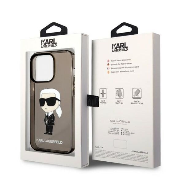 Karl Lagerfeld case for iPhone 14 Pro Max 6,7&quot; KLHCP14XHNIKTCK black hardcase Ikonik Karl Lagerfeld 3666339087074