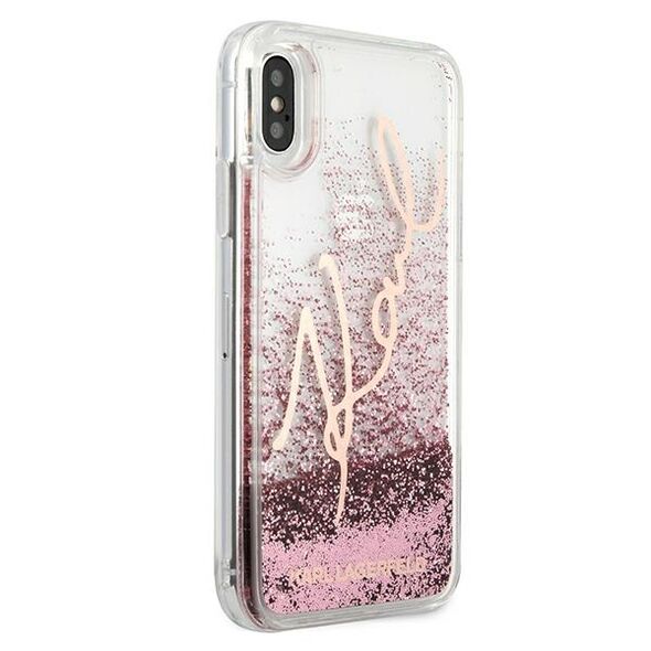 Karl Lagerfeld case for iPhone X / XS KLHCPXTRKSRG rose gold hard case Glitter Signature 3700740494226