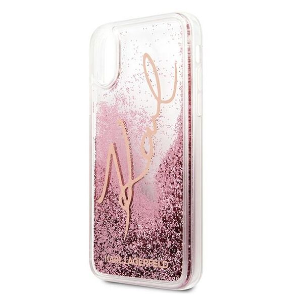 Karl Lagerfeld case for iPhone X / XS KLHCPXTRKSRG rose gold hard case Glitter Signature 3700740494226
