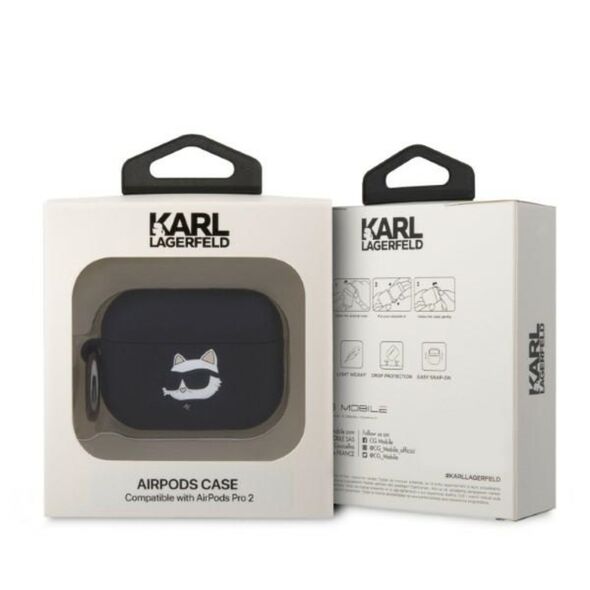 Karl Lagerfeld case for Airpods Pro 2 KLAP2RUNCHK black 3D Silicone NFT Karl 3666339099268