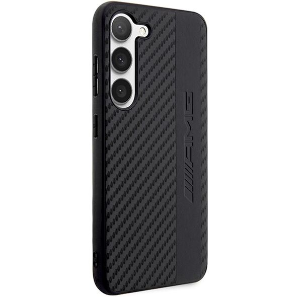 AMG case for Samsung Galaxy S23 Plus AMHCS23MBLSCA black hardcase PU Carbon Grey Stripe & Embossed Logo 3666339113100
