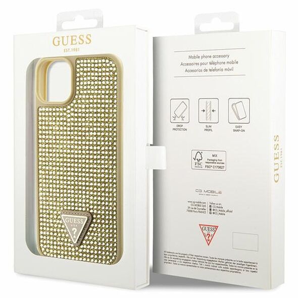 Guess case for iPhone 14 6,1&quot; GUHCP14SHDGTPD gold hardcase Rhinestone Triangle 3666339120054