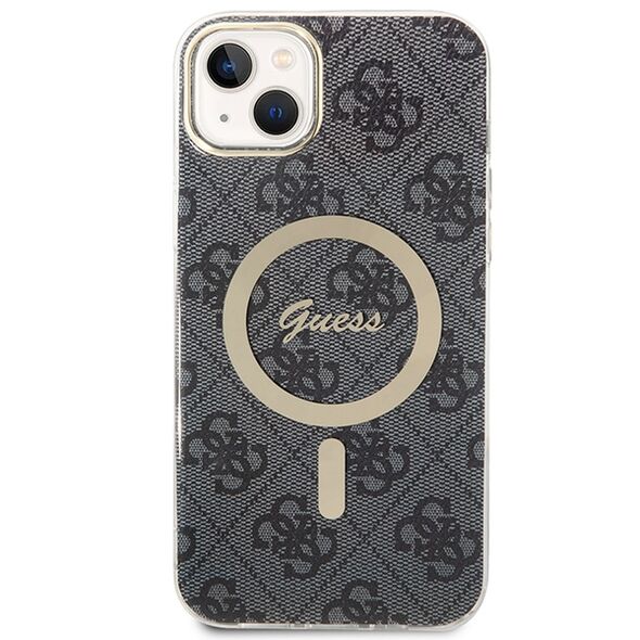 Guess set case + charger for iPhone 14 Plus 6,7&quot; GUBPP14MH4EACSK black hard case 4G Print MagSafe 3666339102821