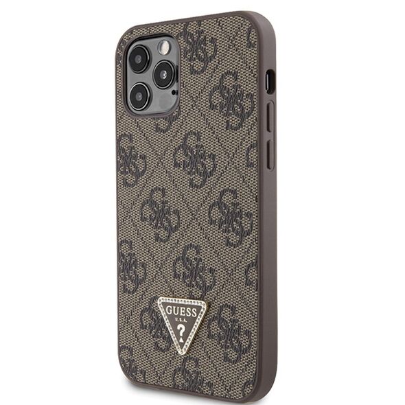 Guess case for iPhone 12 / 12 Pro 6,1&quot; GUHCP12MP4TDSCPW brown HC PU Leather Metal Logo Strass Crossbody 3666339146856
