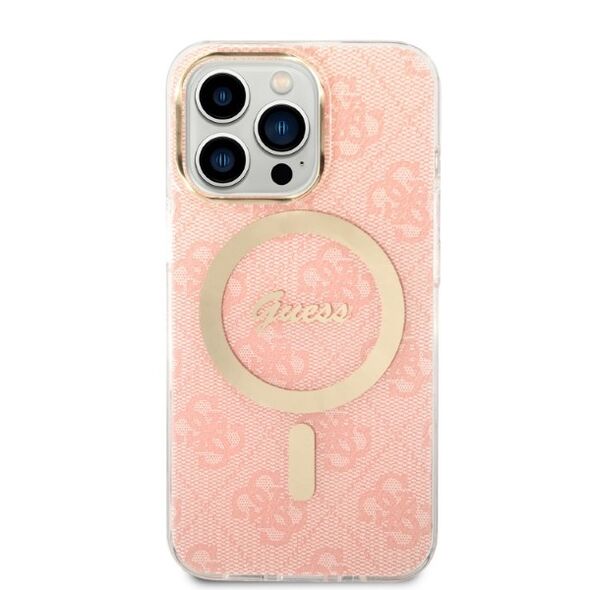 Guess set case + charger for iPhone 13 Pro 6,1&quot; GUBPP13LH4EACSP pink hard case 4G Print MagSafe 3666339103026