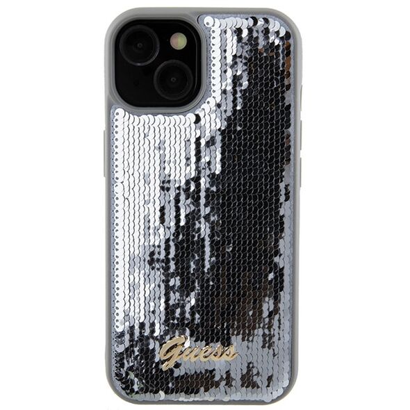 Guess case for iPhone 15 6,1&quot; GUHCP15SPSFDGSS silver HC Sequin Script Metal 3666339173159