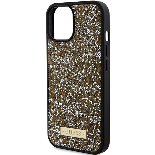 Guess case for iPhone 15 6,1&quot; GUHCP15SPFGSBSD yellow HC Rhinestone Metal Logo 3666339153526