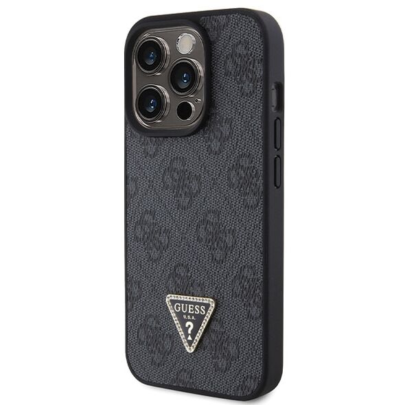 Guess case for iPhone 15 Pro 6,1&quot; GUHCP15LP4TDPK black HC PU Leather 4G Triangle Strass 3666339146269