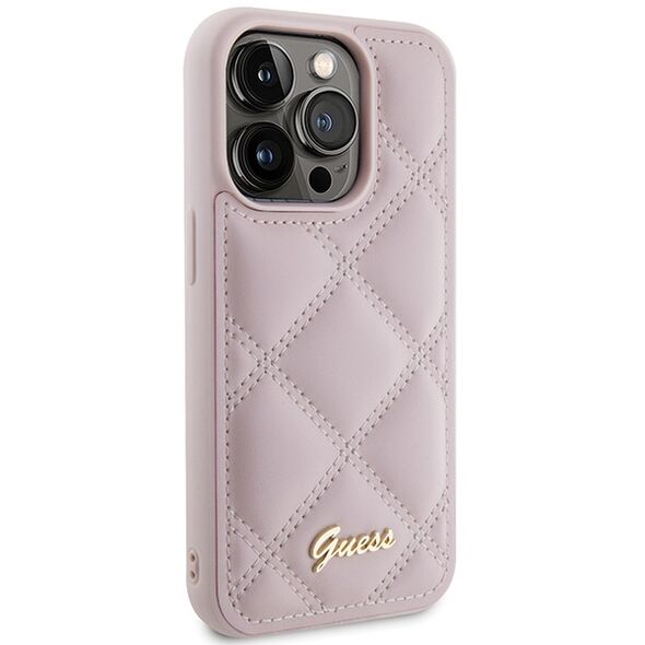Guess case for iPhone 15 Pro Max 6,7&quot; GUHCP15XPSQSQSP pink HC PU Quilted Metal Logo 3666339149772