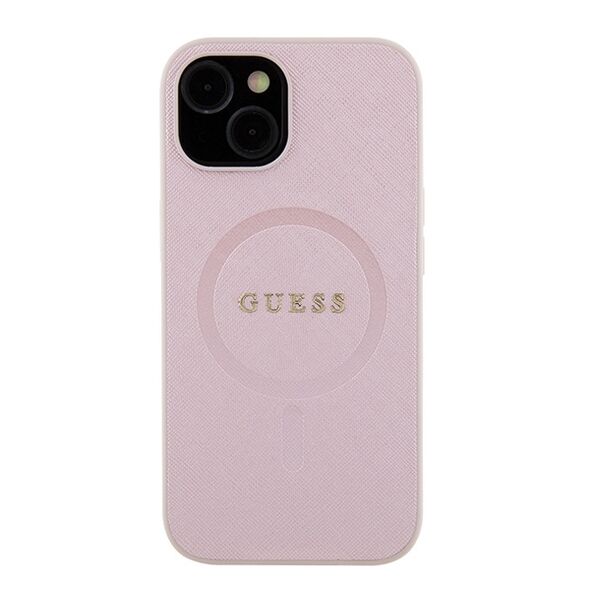 Guess case for iPhone 15 6.1&quot; GUHMP15SPSAHMCP pink hardcase Saffiano MagSafe 3666339156183