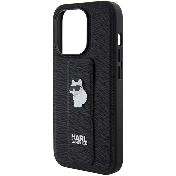 Karl Lagerfeld case for iPhone 14 Pro 6,1&quot; KLHCP14LGSACHPK HC GRIPSTAND SAFFIANO CHOUPETTE PINS BLACK 3666339207410