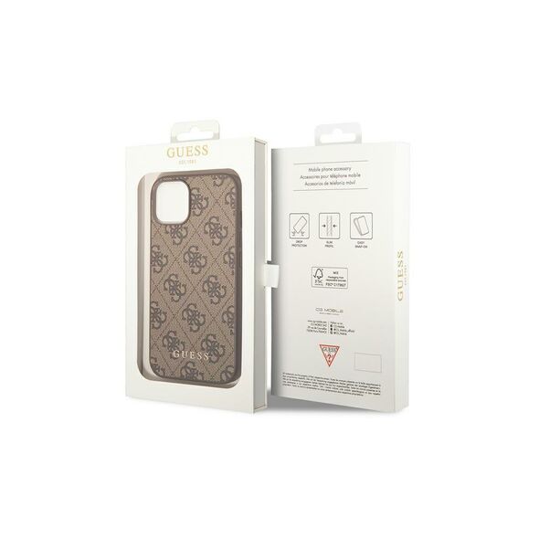 Guess case for iPhone 14 6,1&quot; GUHCP14SG4GFBR brown Basic PC/TPU 4G PU case Gold Logo 3666339094072