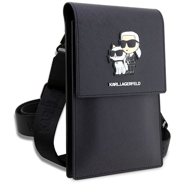 Karl Lagerfeld handbag for phone KLWBSAKCPMK black hardcase Phone Pounch Universal Saffiano K&C NFT 3666339123345