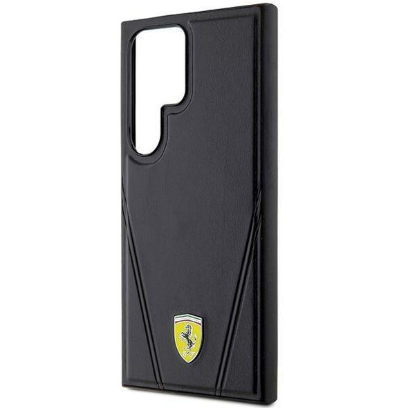 Original Case SAMSUNG GALAXY S24 ULTRA Ferrari Hardcase Hot Stamp V Lines MagSafe (FEHMS24LP3BAK) black 3666339242497