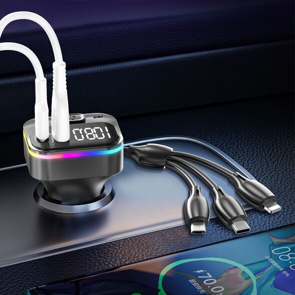 Μεταδότης FM Earldom ЕТ-M95, Bluetooth, USB, Type-C, 3.1A, With 3in1 cable, Μαυρο - 17769 έως 12 άτοκες Δόσεις