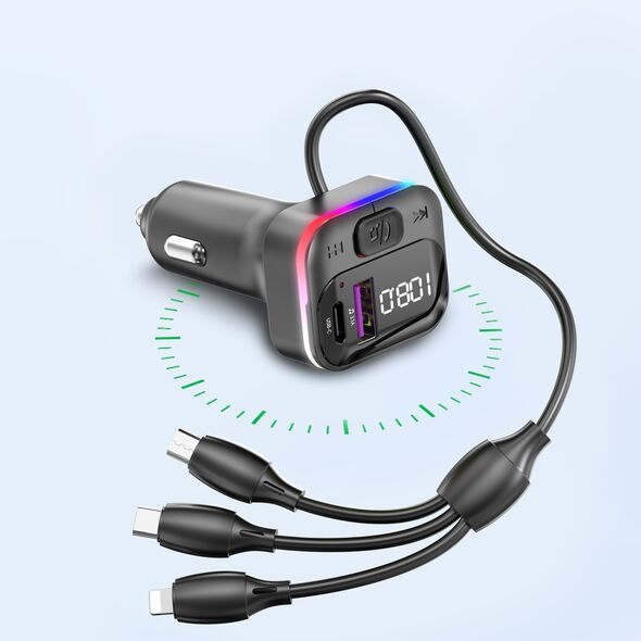 Μεταδότης FM Earldom ЕТ-M95, Bluetooth, USB, Type-C, 3.1A, With 3in1 cable, Μαυρο - 17769 έως 12 άτοκες Δόσεις