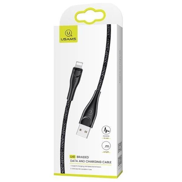 Cable 2A 2m USB - Lightning Usams U41 Fast Charge SJ394USB01 (US-SJ394) black 6958444983523