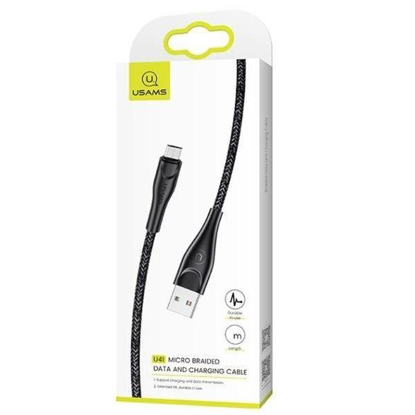 Cable 2A 2m USB - Micro USB Usams U41 Fast Charge SJ396USB01 (US-SJ396) black 6958444983561