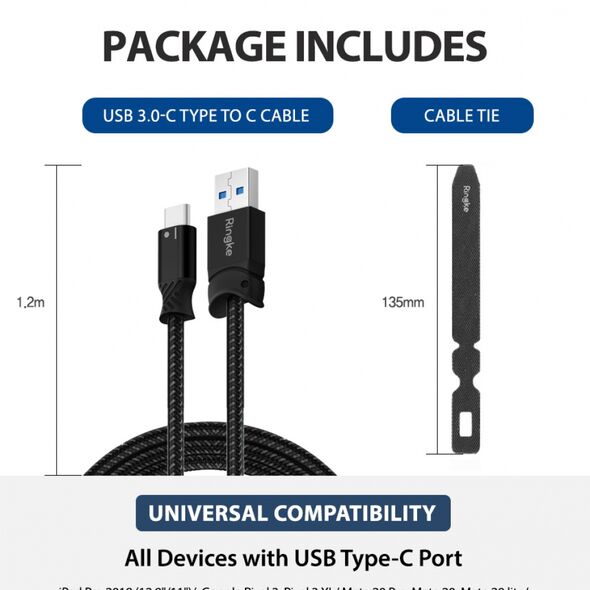 Ringke Cablu de Date USB la Type-C 1.2mm - Ringke - Black 8809583849530 έως 12 άτοκες Δόσεις
