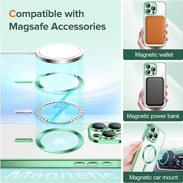 Techsuit Husa pentru iPhone 15 Pro Max - Techsuit Luxury Crystal MagSafe - Light Green 5949419136342 έως 12 άτοκες Δόσεις