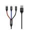 Baseus Three Primary Colors 3-in-1 Braided USB to Lightning / Type-C / micro USB Cable 3A Μαύρο 1.2m (CAMLT-BSY01) (BASCAMLT-BSY01) έως 12 άτοκες Δόσεις